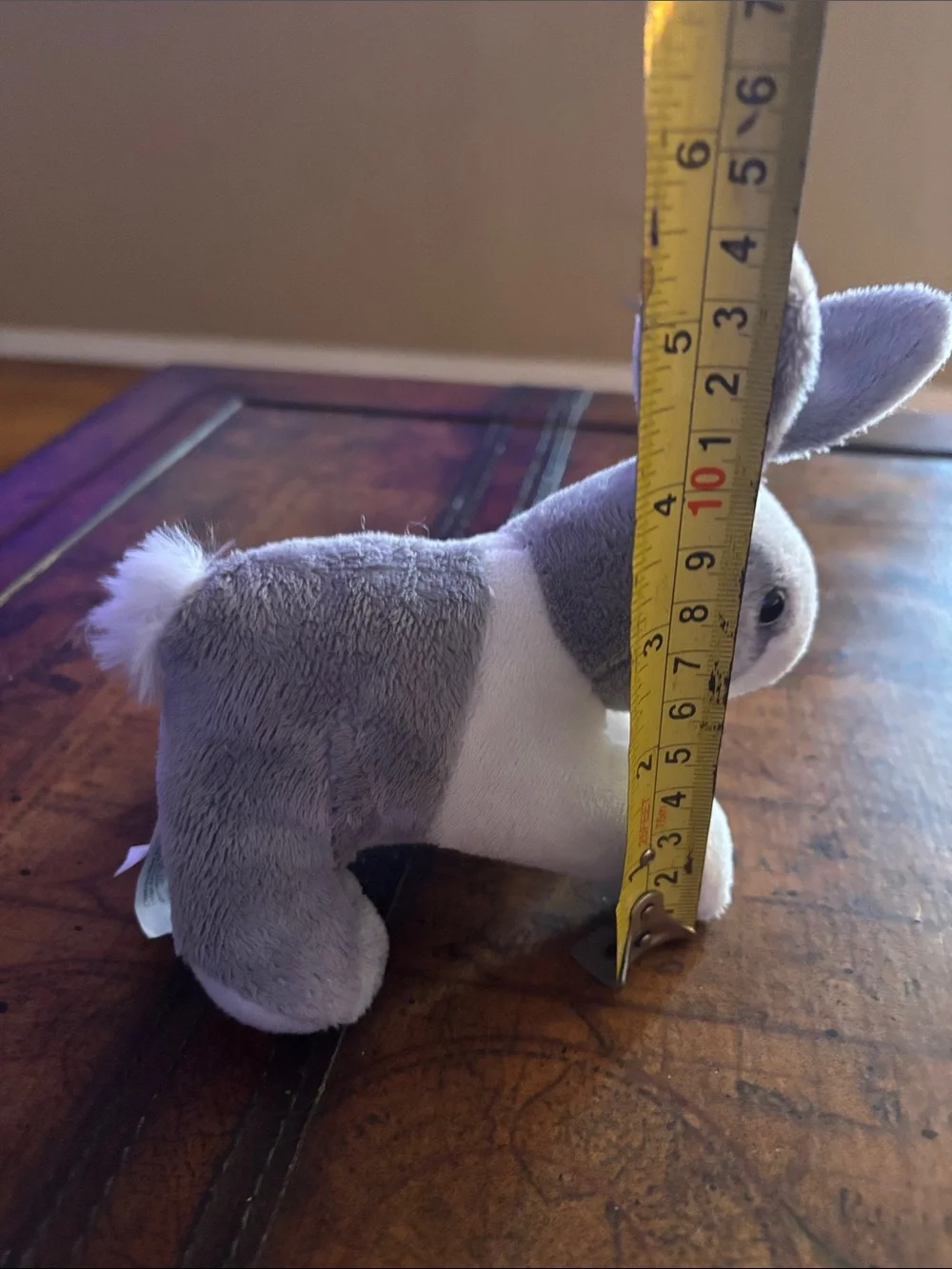 Plush Grey and White Bunny Stuffed Animal.